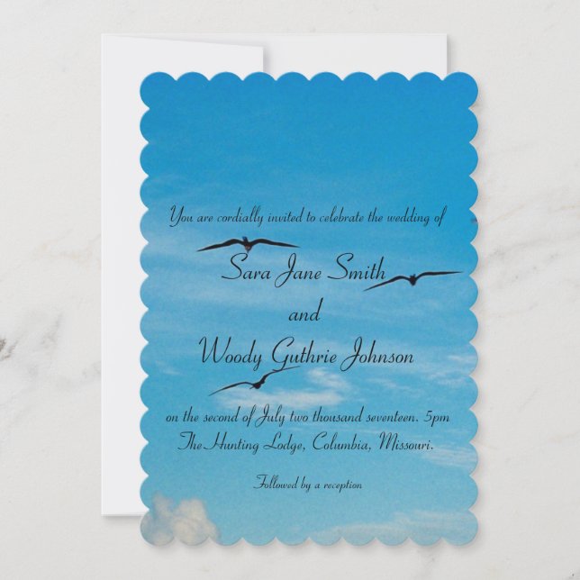 Invitación Aves invitadas a Bodas de vuelo (Anverso)