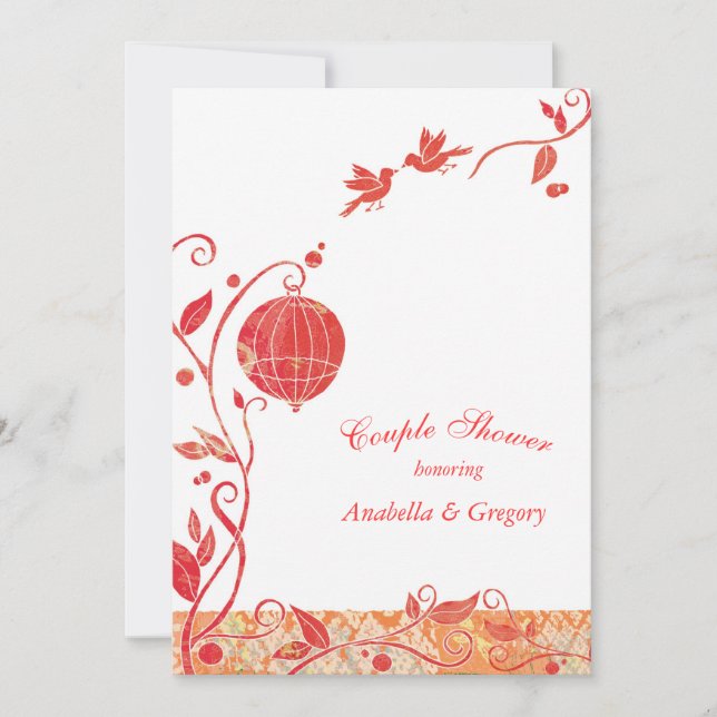 Invitación Aves jaula de pájaros Boda Ducha de pareja (Anverso)