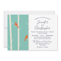 Aves naranjas en Boda de Ilustracion de árbol de a