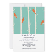 Aves naranjas en el Ilustracion Birch Tree Birthda