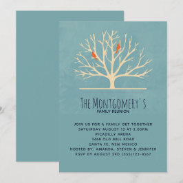 Invitación Aves Naranjas modernas en una gran reunión familia