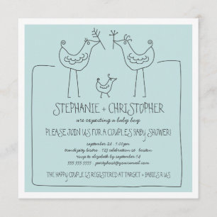 Invitación Aves neutrales Familia Pareja Moderna Baby Shower