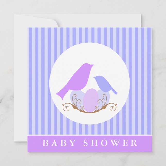 Invitación Aves niegan Baby Shower (Anverso)