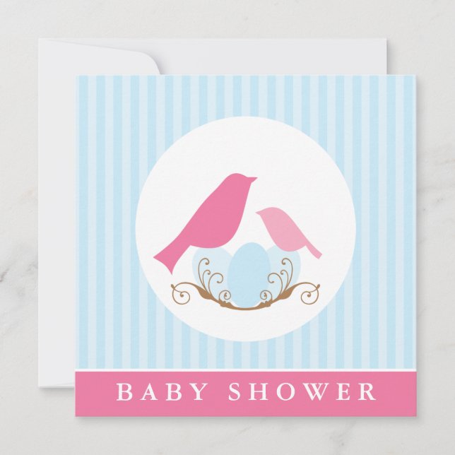 Invitación Aves niegan Baby Shower (Anverso)