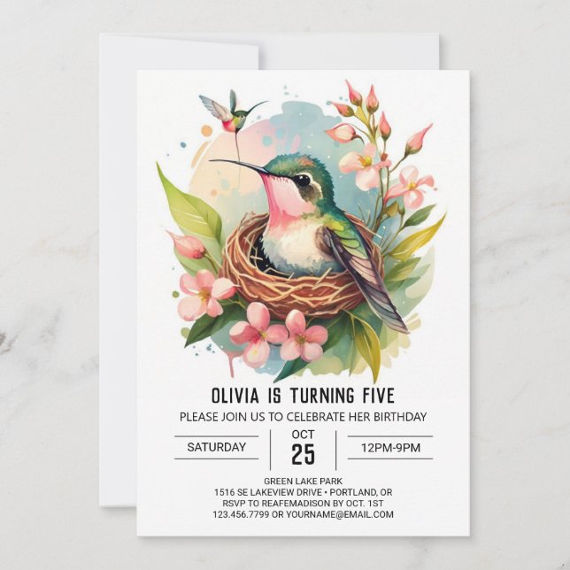 Invitación Aves para niños imprimibles (Anverso)