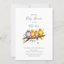 Invitación Aves pequeñas en la rama del árbol en Baby Shower