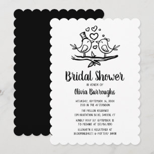Invitación Aves Personalizado Aves Negros Ducha de Novias Bla