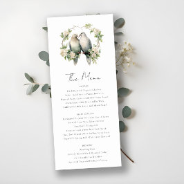 Invitación Aves románticas de amor Menú Boda de guirnaldas bo