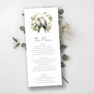 Invitación Aves románticas de amor Menú Boda de guirnaldas bo