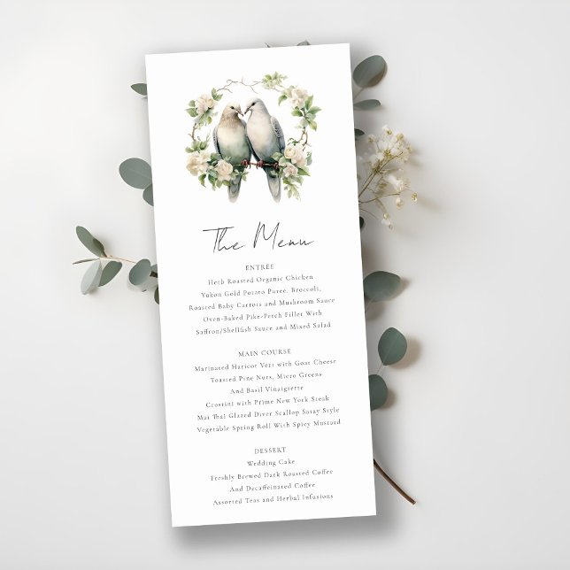 Invitación Aves románticas de amor Menú Boda de guirnaldas bo (Subido por el creador)