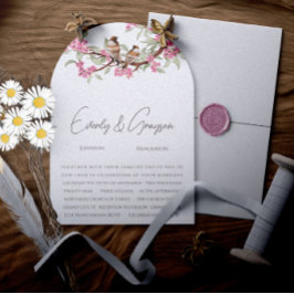 Invitación Aves románticas rosadas de amor