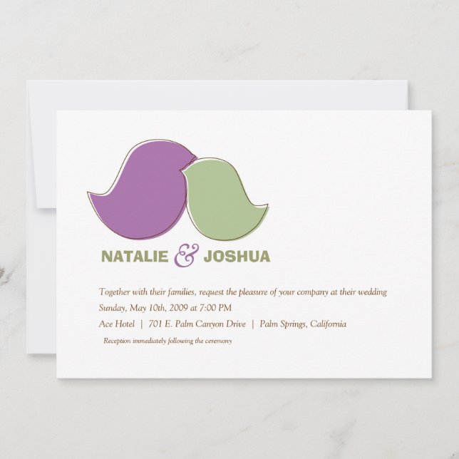 Invitación Aves, salvia y lavanda modernos (Anverso)