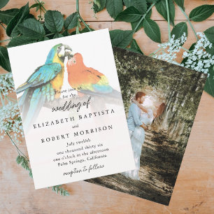 Invitación Aves Tropicales Elegante Boda Moderno Y Brillante