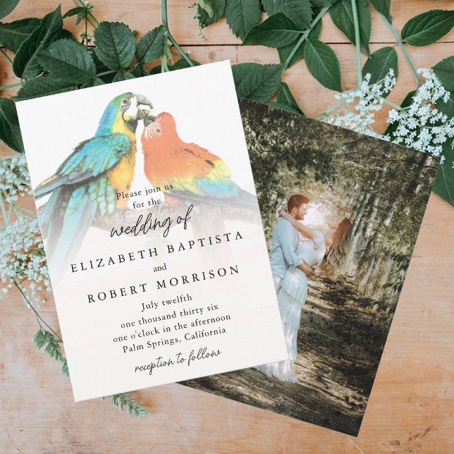 Invitación Aves Tropicales Elegante Boda Moderno Y Brillante (Tropical Birds Elegant Whimsical Modern Wedding Invitation)