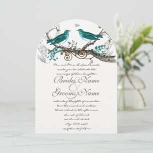 Invitación Aves verde azuladas añejas extra Verde azuladas de