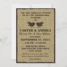 Invitación Aves y Burlap BQ Wedding Recepción
