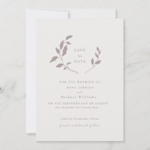 Invitación Aves y hojas, rosadas   beige guardar la fecha