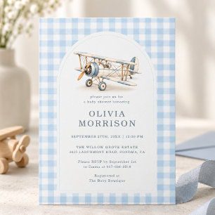 Invitación Aviador Avión Cuadros Niño Baby Shower