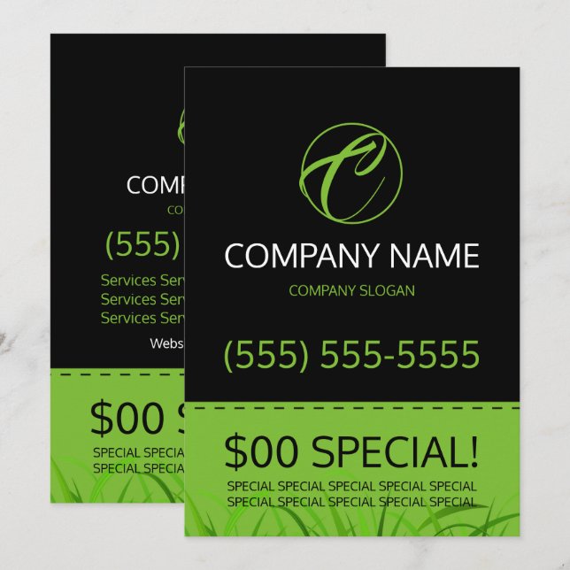 Invitación Aviador del cuidado 5x7 del césped (Anverso / Reverso)