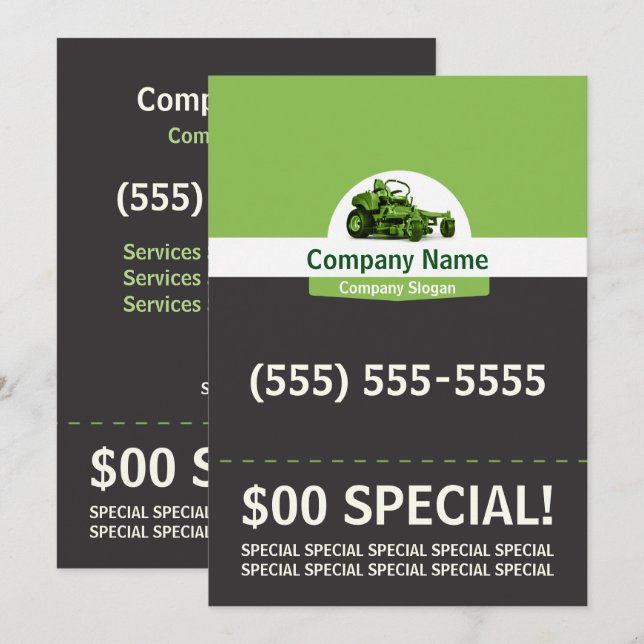 Invitación Aviador del cuidado 5x7 del césped (Anverso / Reverso)