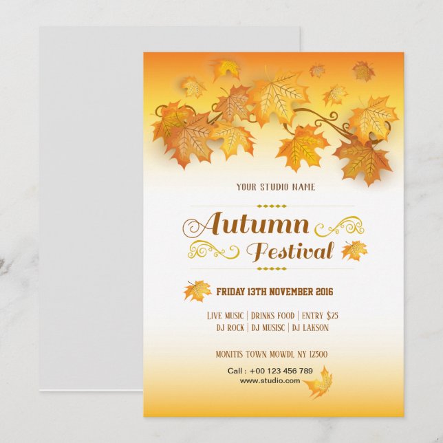 Invitación Aviador del festival de la caída/del otoño (Anverso / Reverso)