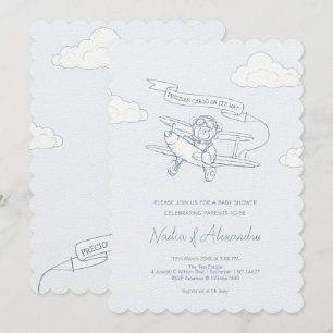 Invitación Aviador Piloto Avión Baby Shower de carga preciada
