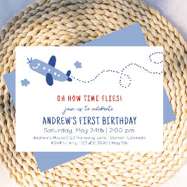 Invitación Avión Adorable Cómo El Tiempo Vuela Primer Cumplea
