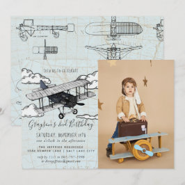 Invitación Avión Antiguo | Fiesta de Cumpleaños de Viaje
