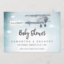 *~* Avión Banner Nubes Vintage Bebé Ducha