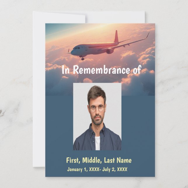 Invitación Avión comercial piloto de Memorial Service (Anverso)