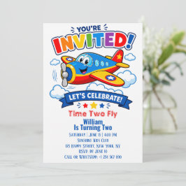 Invitación Avión Cumpleaños de 2 años Niño | Fiesta de Avión