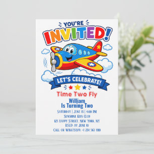 Invitación Avión Cumpleaños de 2 años Niño Fiesta de Avión
