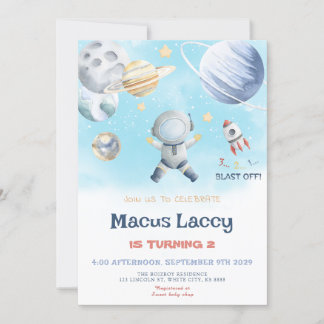 Invitación Avión de Cohetes Planets - Cumpleaños en el Espaci