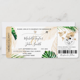 Invitación Avión de embarque de boda de destino Trópico I