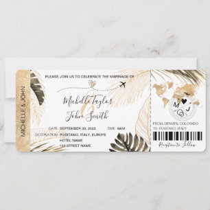 Invitación Avión de embarque de boda de destino Trópico I