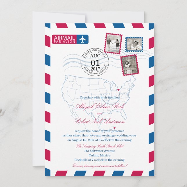 Invitación Avión de Ohio a México | BODA (Anverso)