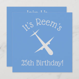 Invitación Avión en Blue Elegalized Birday