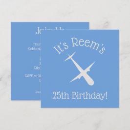 Invitación Avión en Cumpleaños Personalizado Elegante Azul