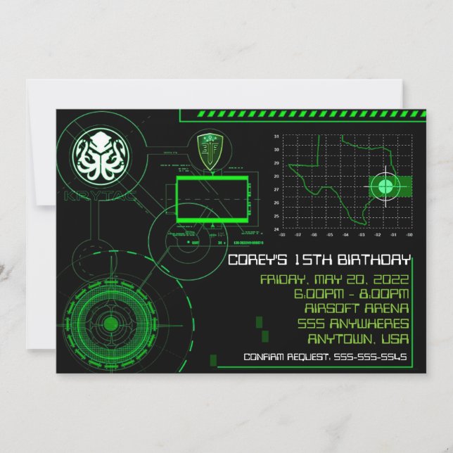 Invitación Avión militar de guerra 5 x 7 Invitado (Anverso)