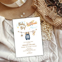Avión Sky Baby Shower de Adventure Boy Clothesline