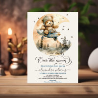 Avión sobre el Baby Shower del oso de peluche luna