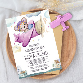 Invitación Avión Teddy Bear | Baby Shower por correo