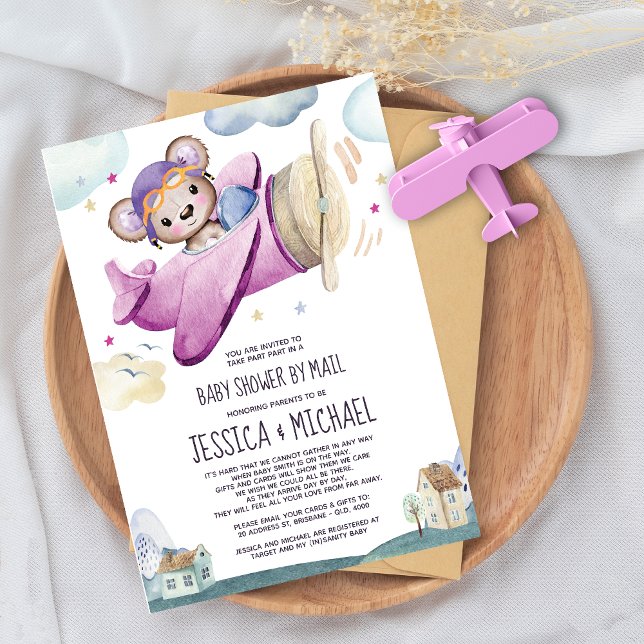 Invitación Avión Teddy Bear | Baby Shower por correo (Subido por el creador)
