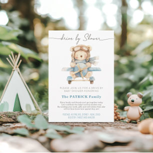 Invitación Avión Teddy Bear   Baby Shower por correo