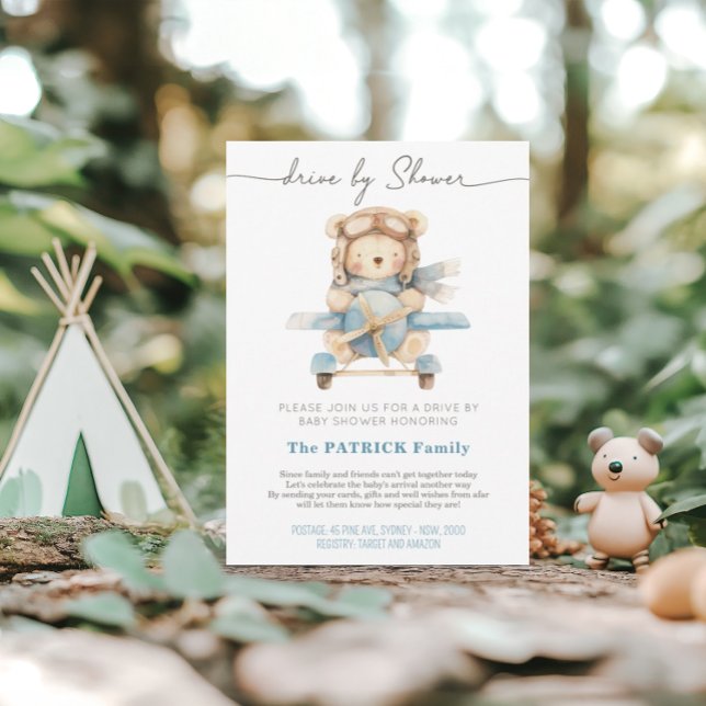 Invitación Avión Teddy Bear | Baby Shower por correo (Subido por el creador)