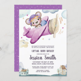Invitación Avión Teddy Bear | Baby Shower virtual