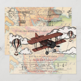 Invitación Avión Vintage | Baby Shower de Viaje