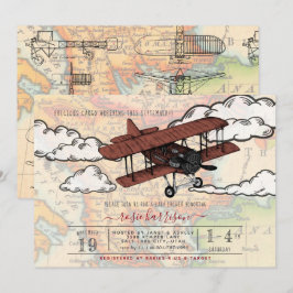 Invitación Avión Vintage | Baby Shower de Viaje