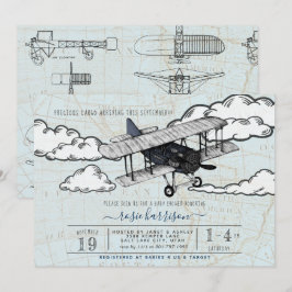 Invitación Avión Vintage | Baby Shower de Viaje