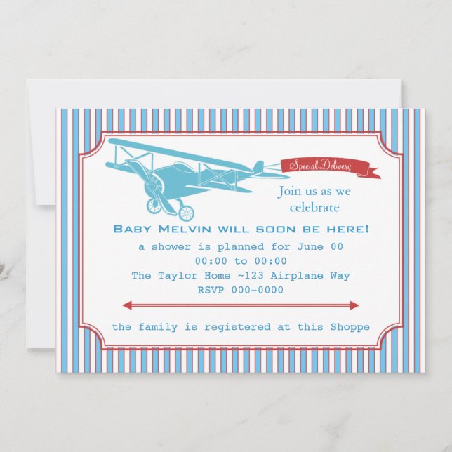 Invitación Avión Vintage de entrega especial (Anverso)